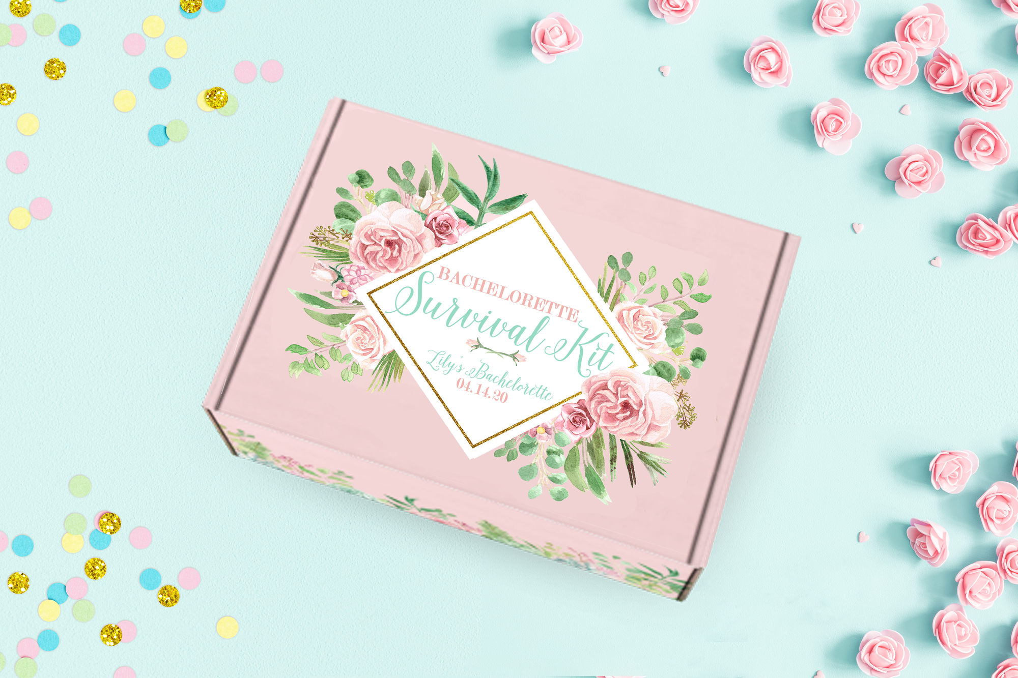 Bachelorette Party Survival Kit | Bachelorette Essentials Gift Box | Floral