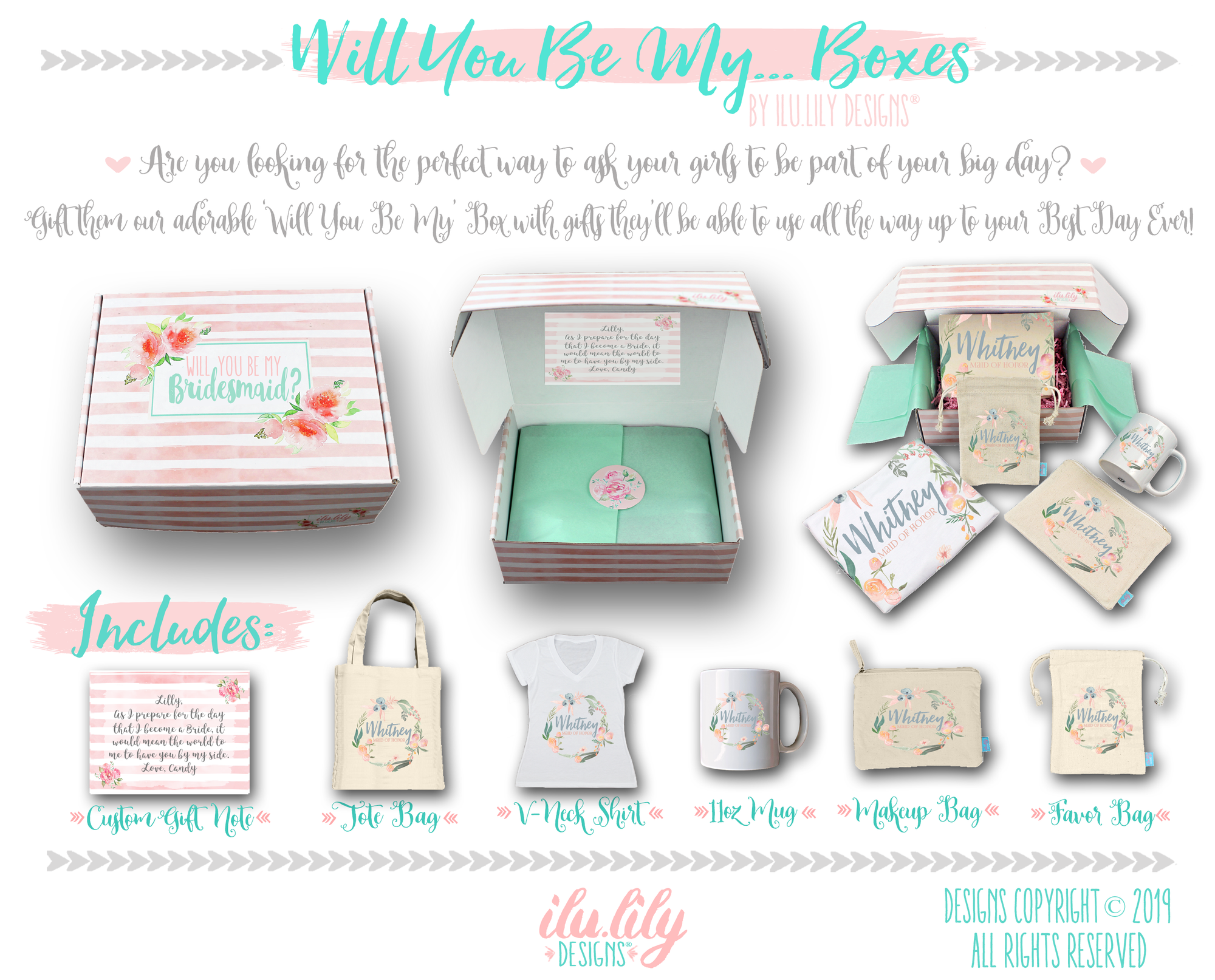 Bridesmaid Proposal Box | Will You Be My Bridesmaid | Funky Floral