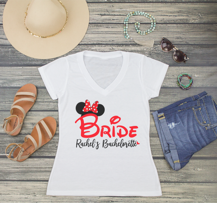 Bachelorette Party V-Neck T-Shirt | Disney Bachelorette | Mouse Ears Bride