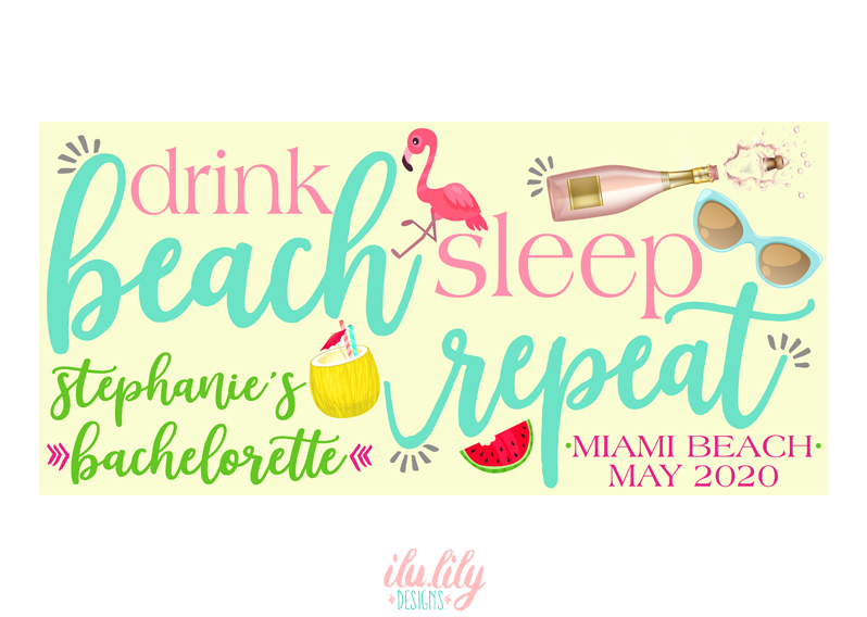 Bachelorette Party Beach Towel | Personalized Bachelorette Favors | Drink Beach Sleep Repeat