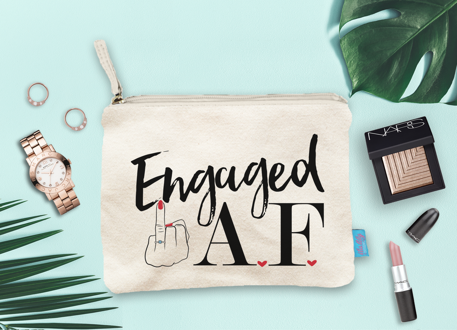 Bachelorette Party Makeup Bag | Gift for Future Bride | Engaged AF