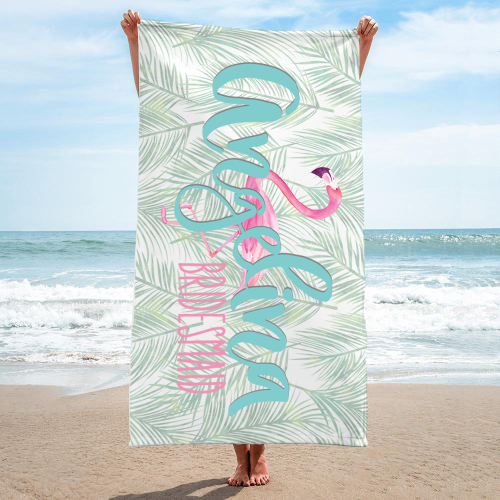 Bridal Party Personalized Beach Towel | Flamingo Bachelorette