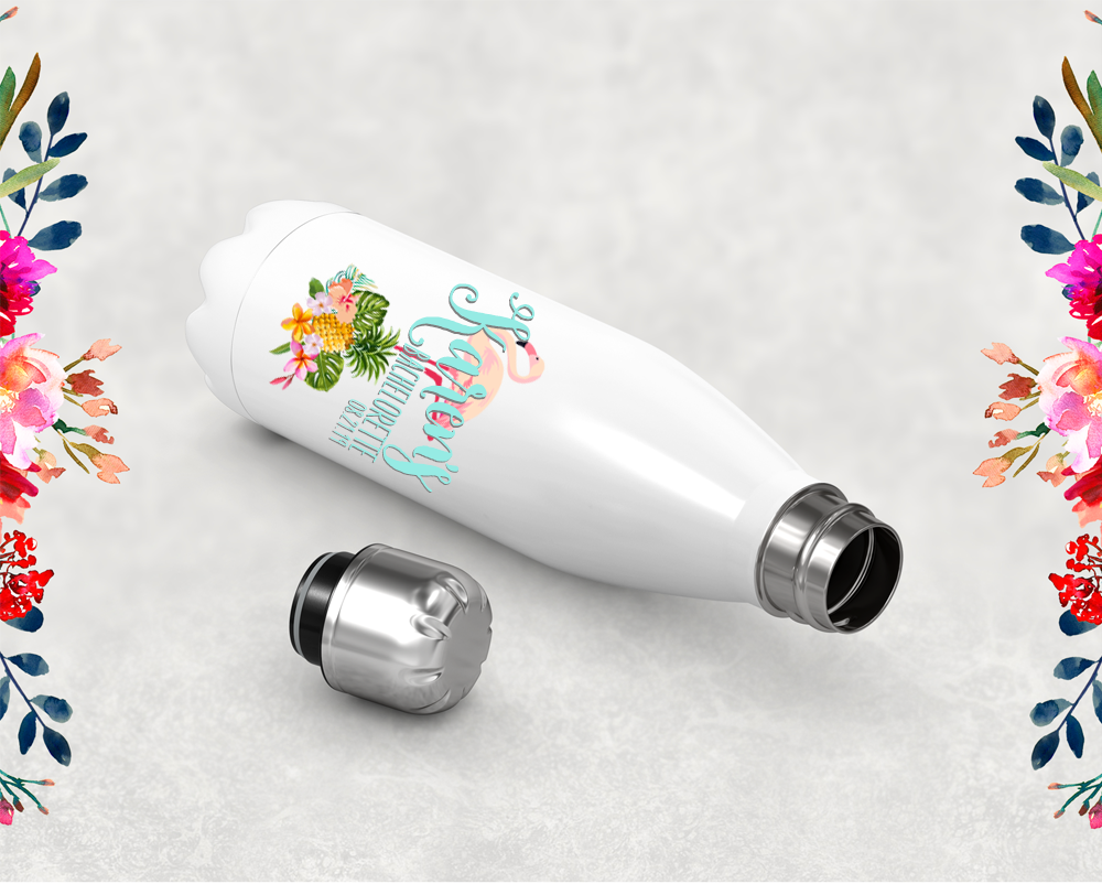 Bachelorette Party Water Bottle Favor | Swell Style Water Bottle | Tropical Flamingo