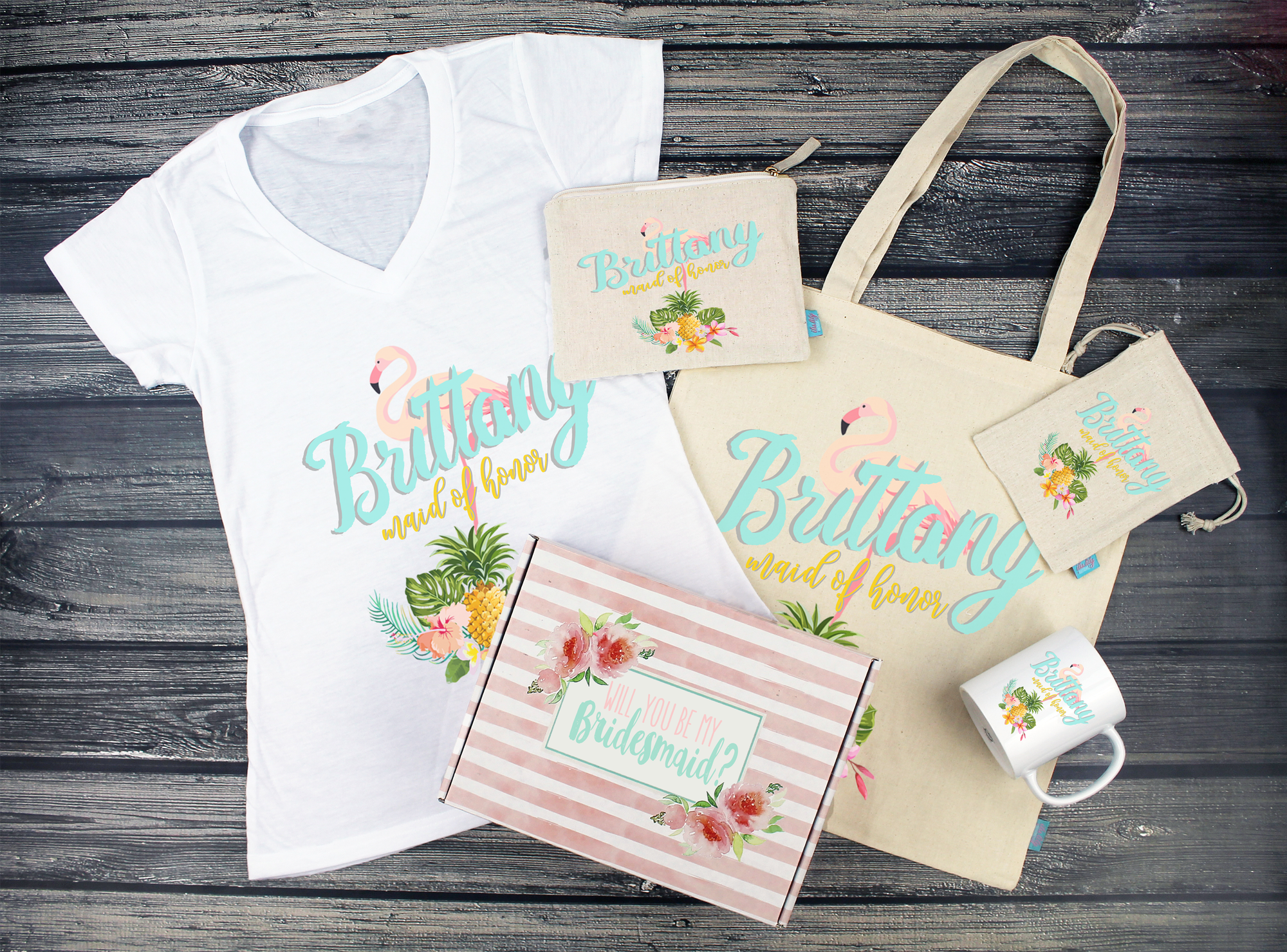 Bridesmaid Proposal Box | Will You Be My Bridesmaid | Beach Flamingo