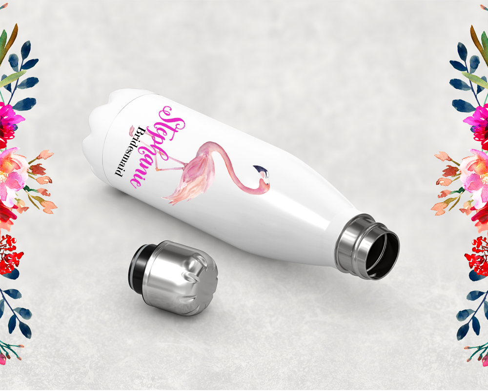 Bridesmaid Personalized Water Bottle | Swell Style Water Bottle | Flamingo Personalized