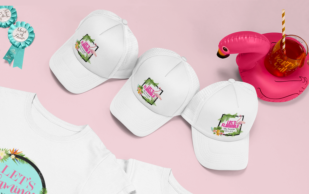 Bachelorette Party Trucker Hats | Flamingo Theme Bachelorette | Let's Flamingle Personalized