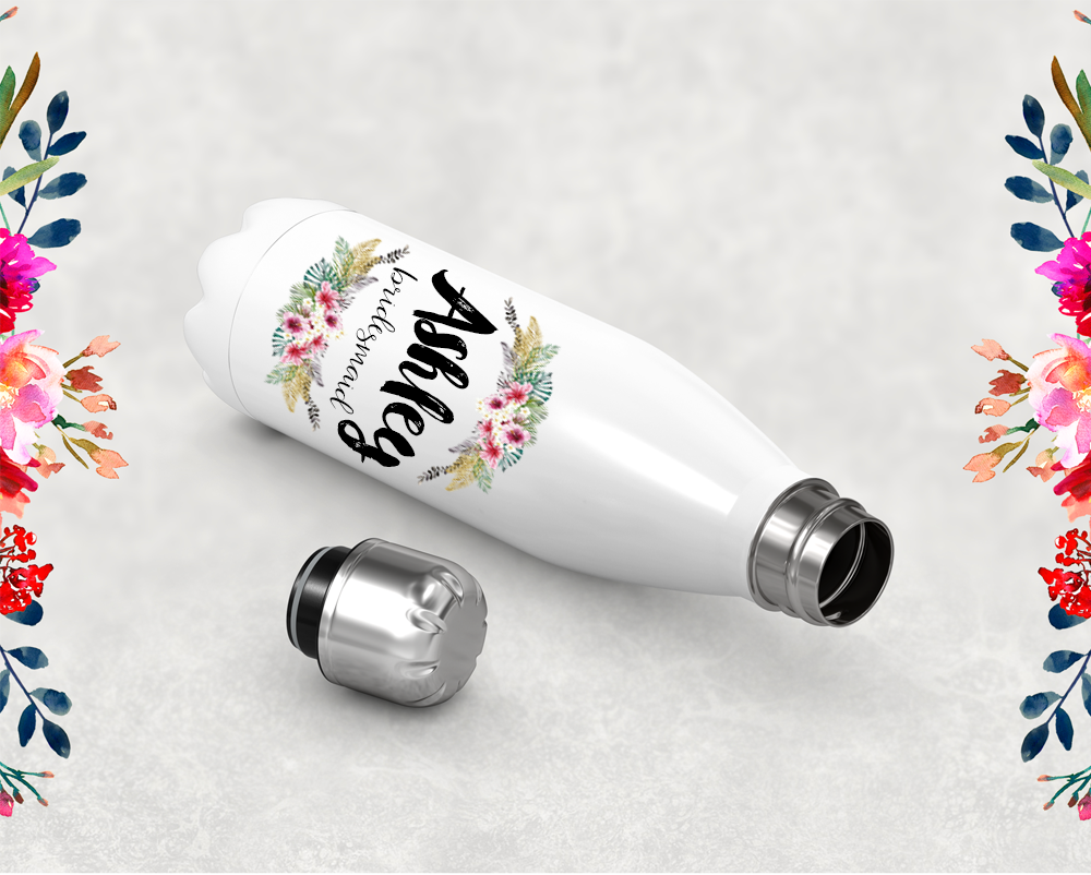 Bridal Party Personalized Water Bottle | Swell Style Water Bottle | Floral Bridesmaid Name