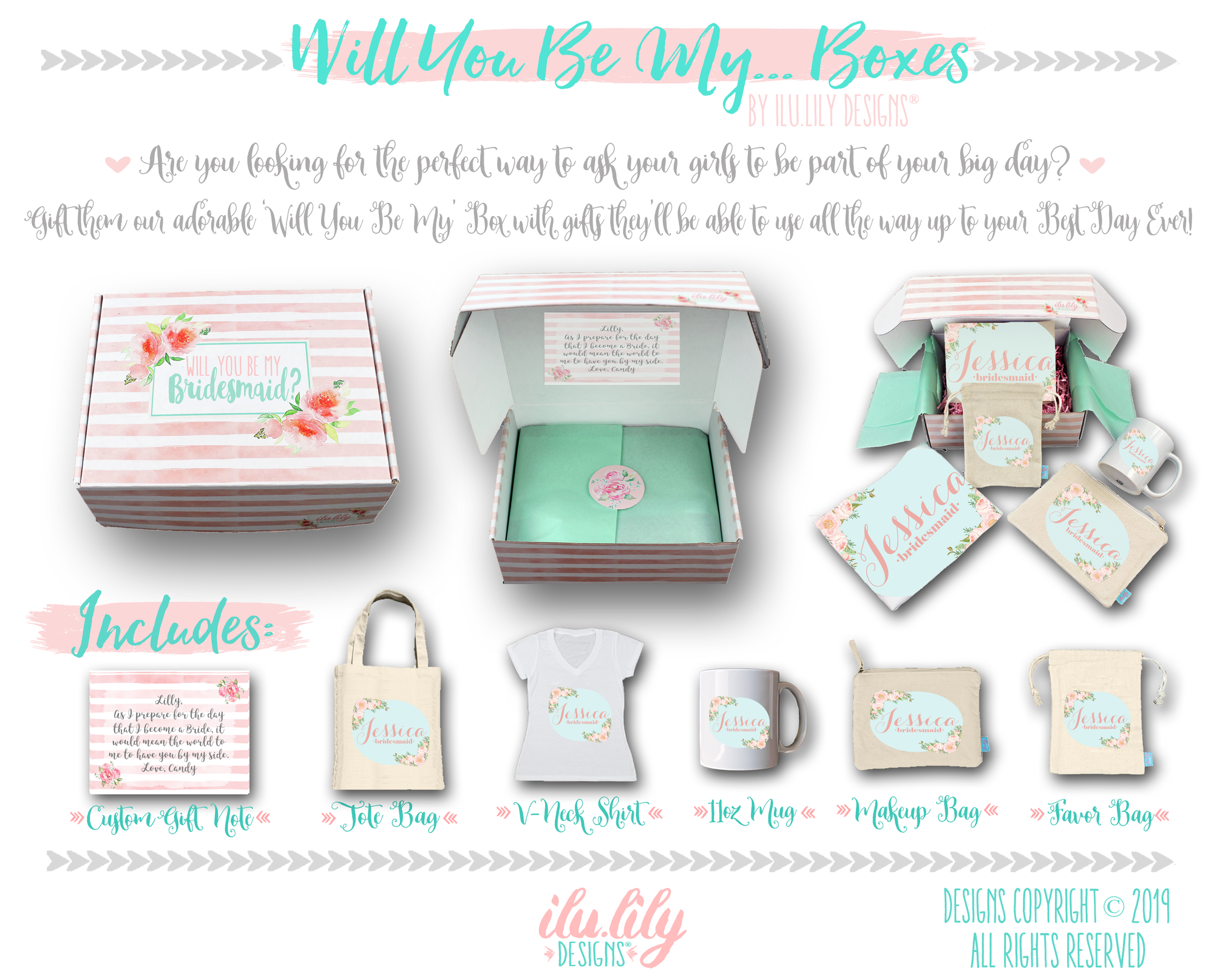 Bridesmaid Proposal Box | Will You Be My Bridesmaid | Fancy Floral