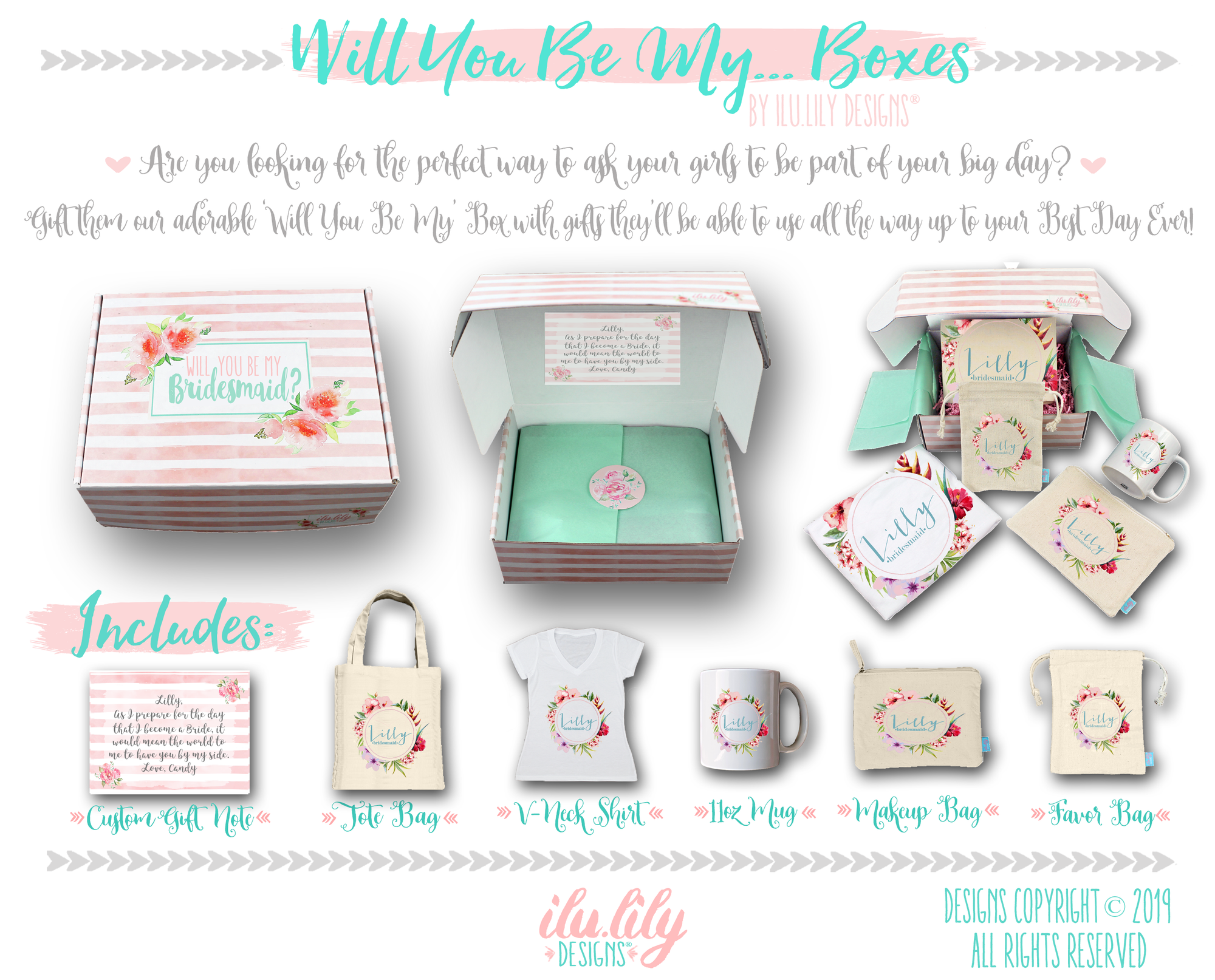 Bridesmaid Proposal Box | Will You Be My Bridesmaid | Circular Floral