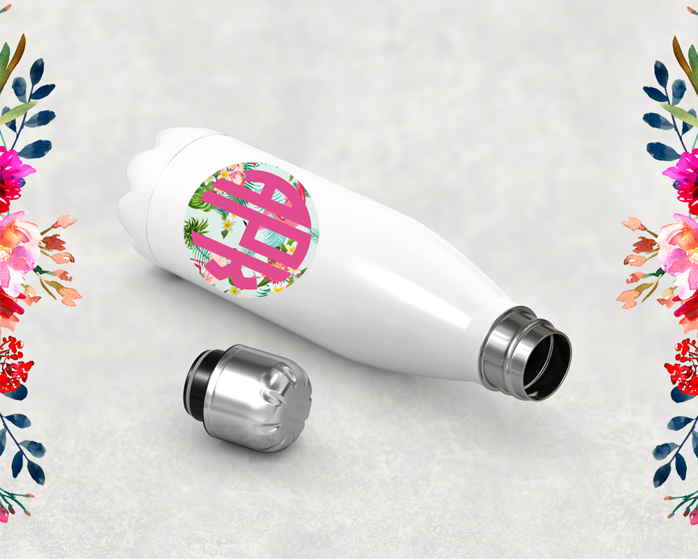 Bridal Party Monogrammed Water Bottle | Swell Style Water Bottle | Pink Floral