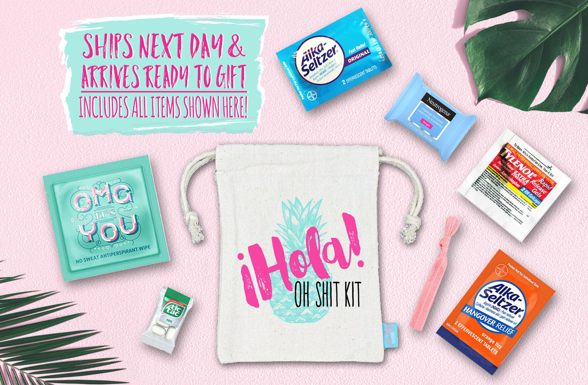 Bachelorette Party Hangover Survival Kit with Supplies |Hola Oh Shit Kit