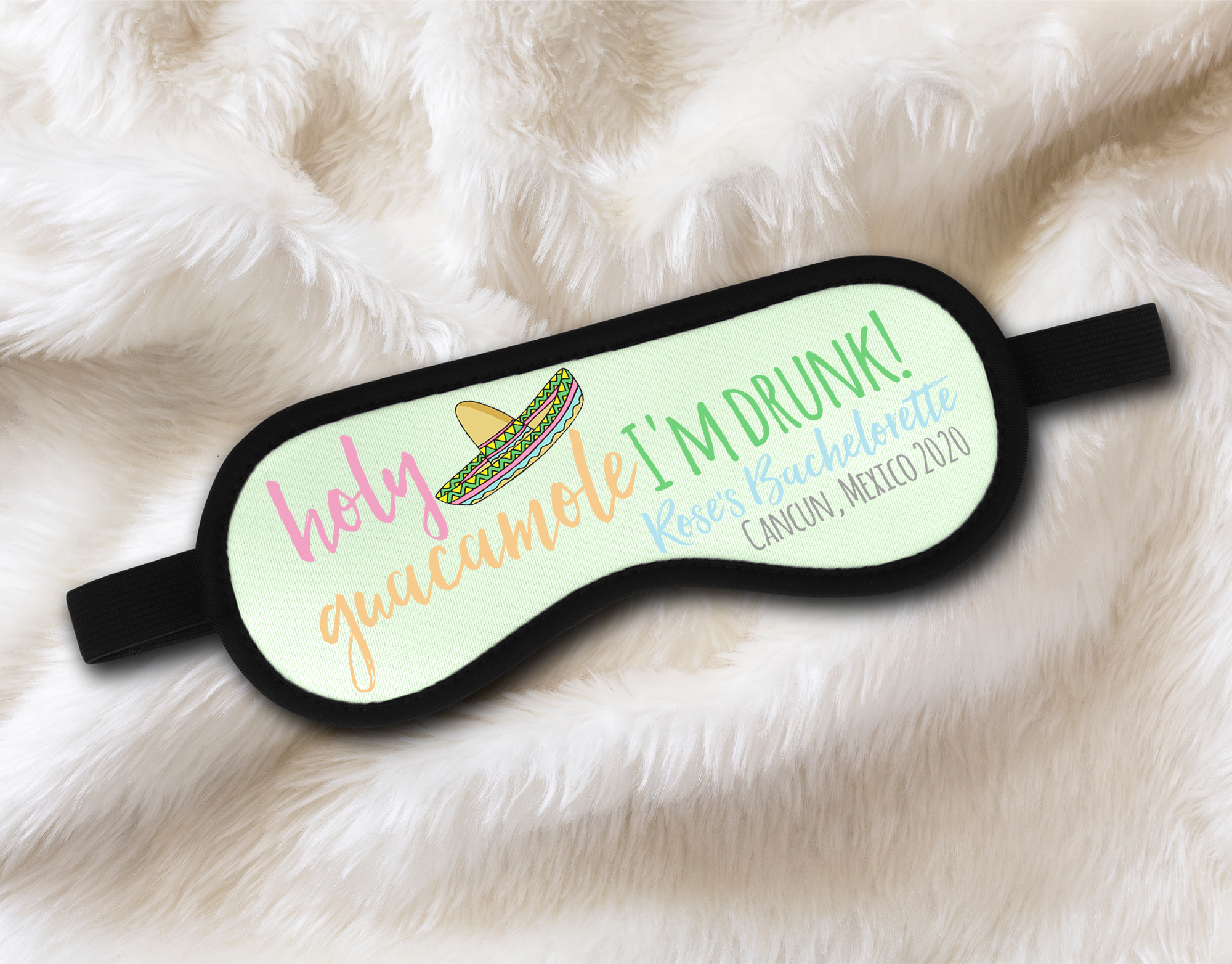 Bachelorette Party Sleep Mask Favors | Personalized Sleep Masks for Bachelorette | Holy Guacamole I'm Drink