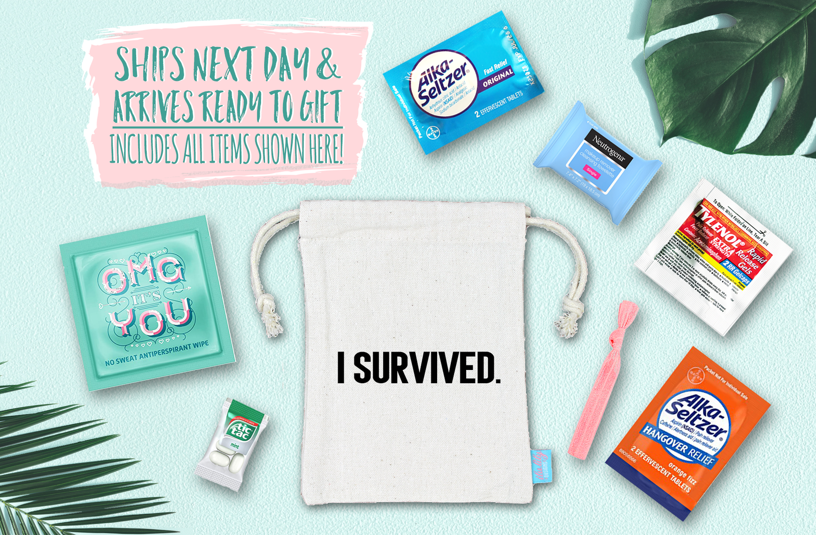 Bachelorette Party Hangover Survival Kit with Supplies |Assembled I Survived