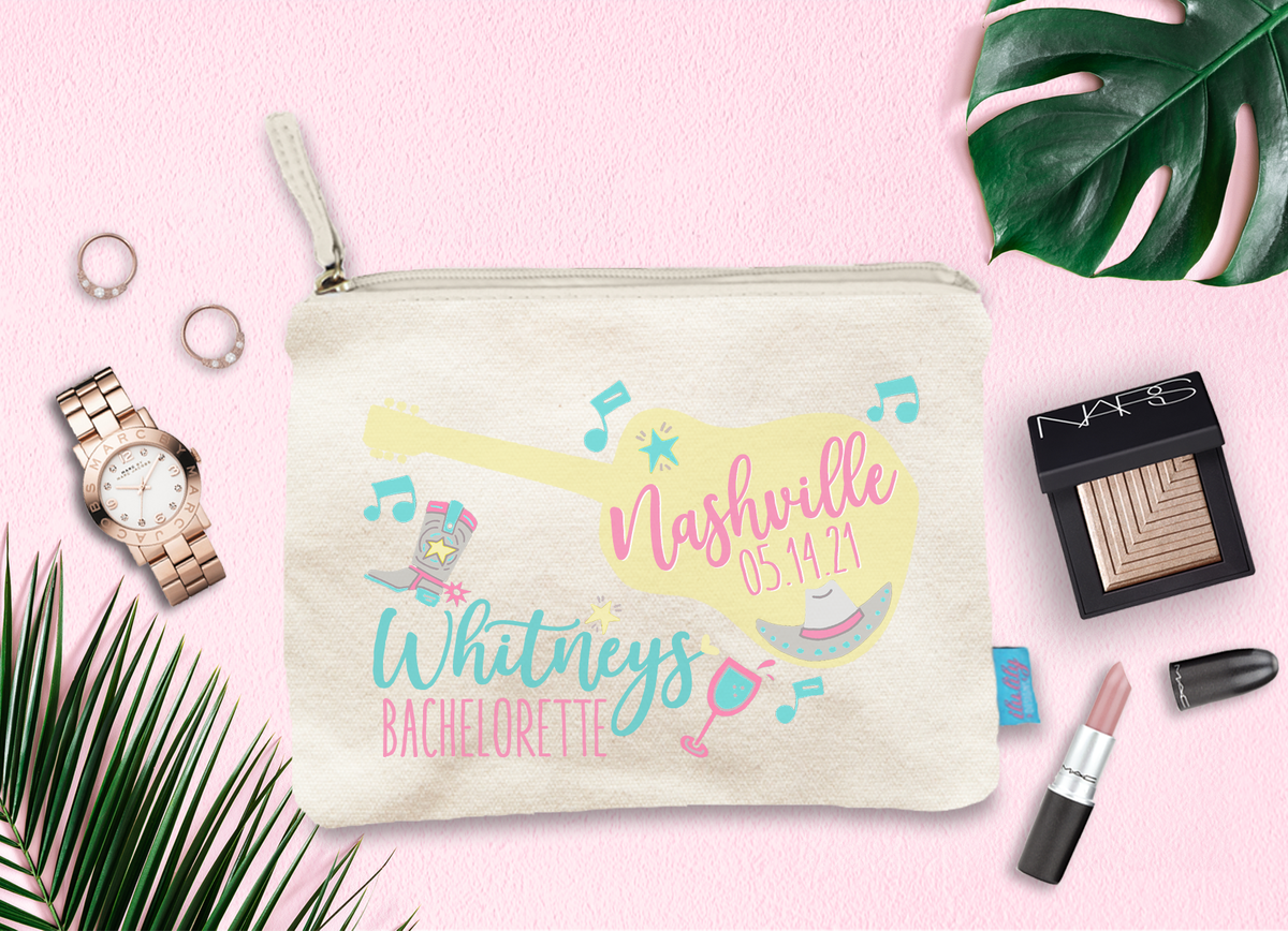 Bachelorette Party Nashville Makeup Bag | Personalized Cosmetic Bag | Nashville, TN