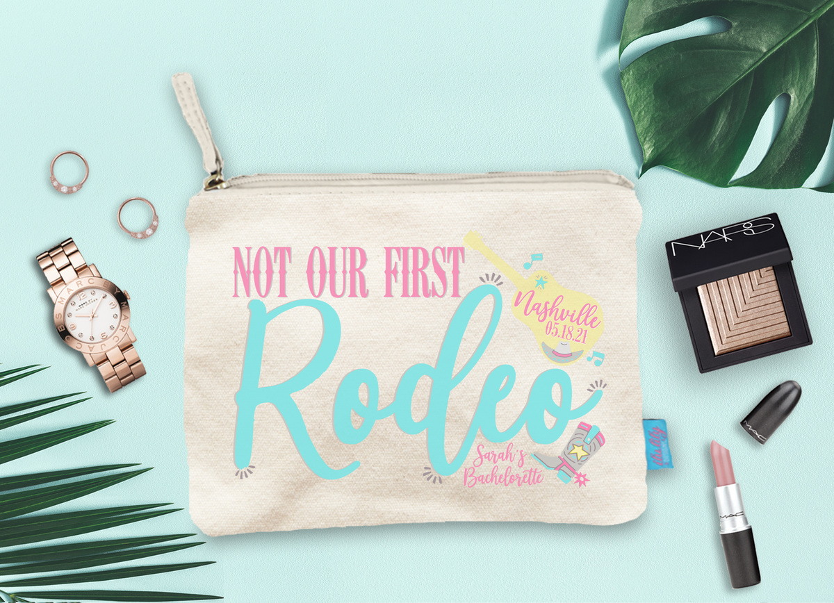 Bachelorette Party Cosmetic Bag | Nashville Makeup Bag | Not Our First Rodeo