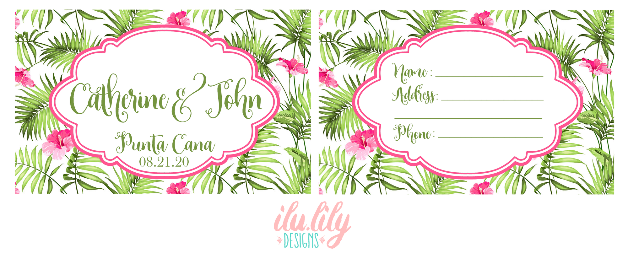 Wedding Luggage Tag Favor | Personalized Luggage Tags | Palm Leaves