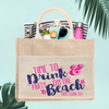 Bachelorette Party Burlap Jute Tote Bag Favor | Time to Drink &amp; Party on the Beach