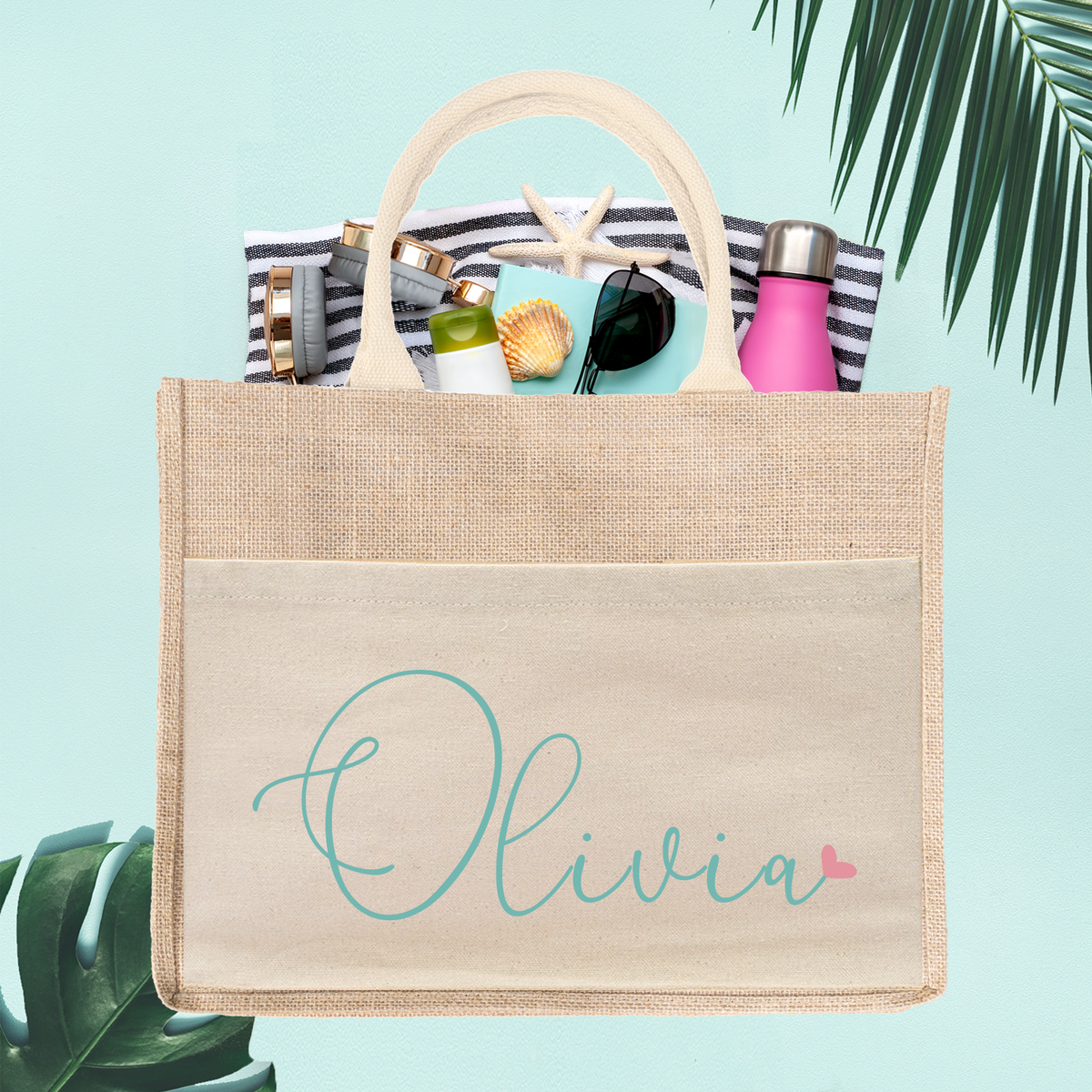 Personalized Beach Bag | Bachelorette Party Burlap Jute Tote Bag Favor