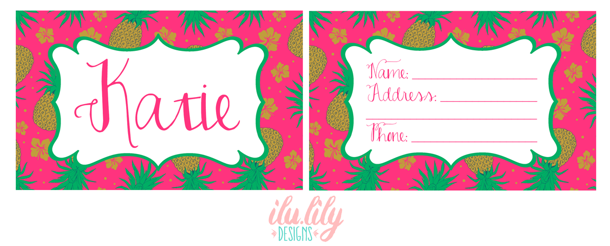 Pineapple Personalized Luggage Tag for Weddings by Ilu.Lily