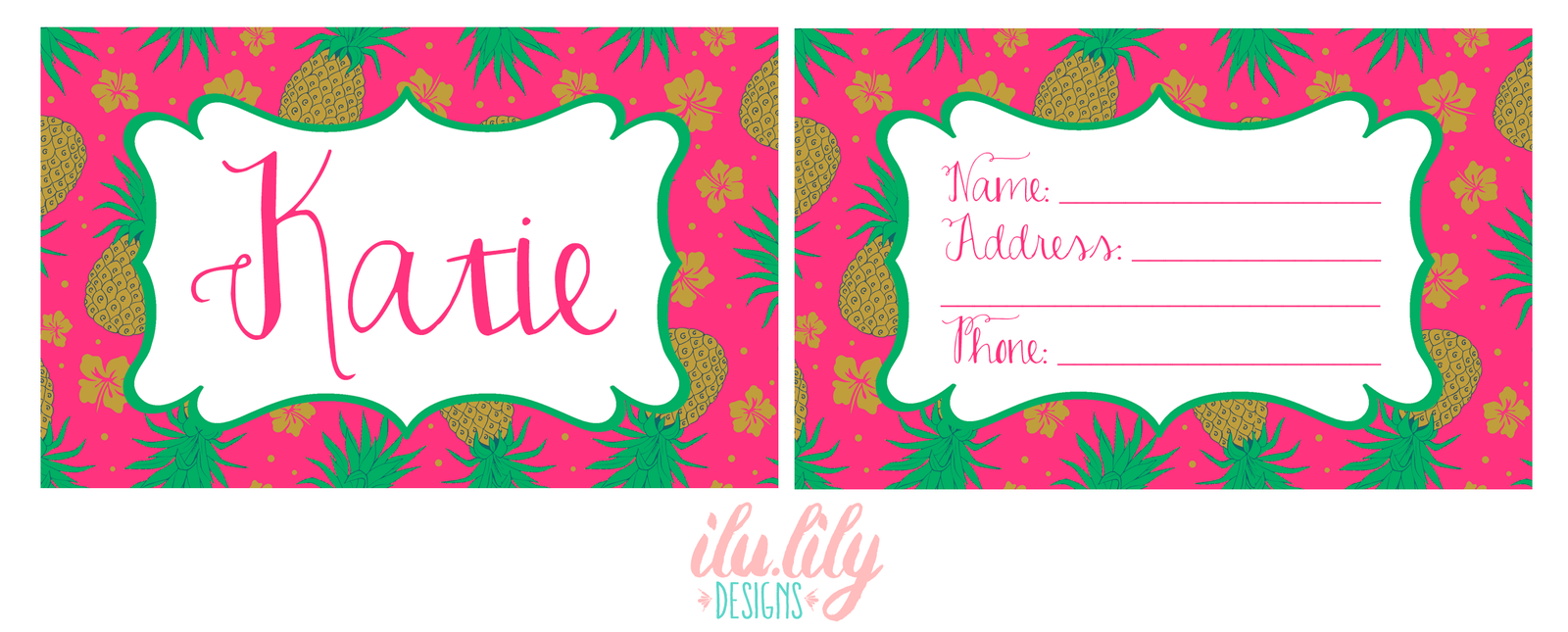 Pineapple Personalized Luggage Tag for Weddings by Ilu.Lily