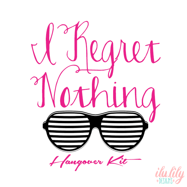Bachelorette Party Hangover Survival Kit with Supplies |No Regrets Kit