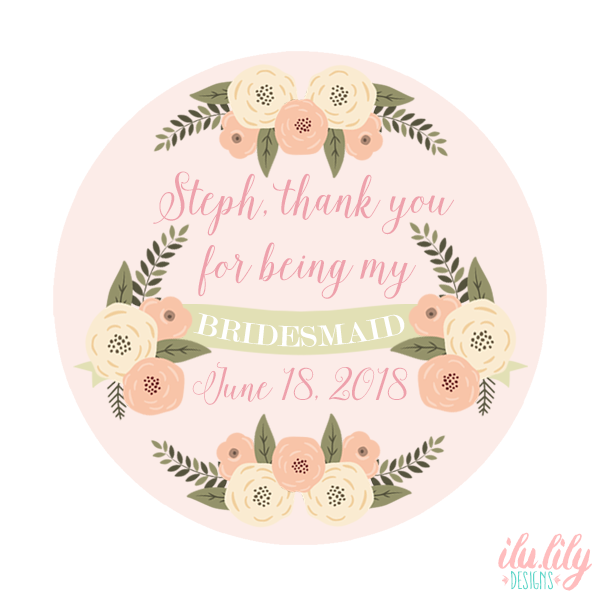 Bridesmaid Compact Mirror Favor | Thank You Personalized