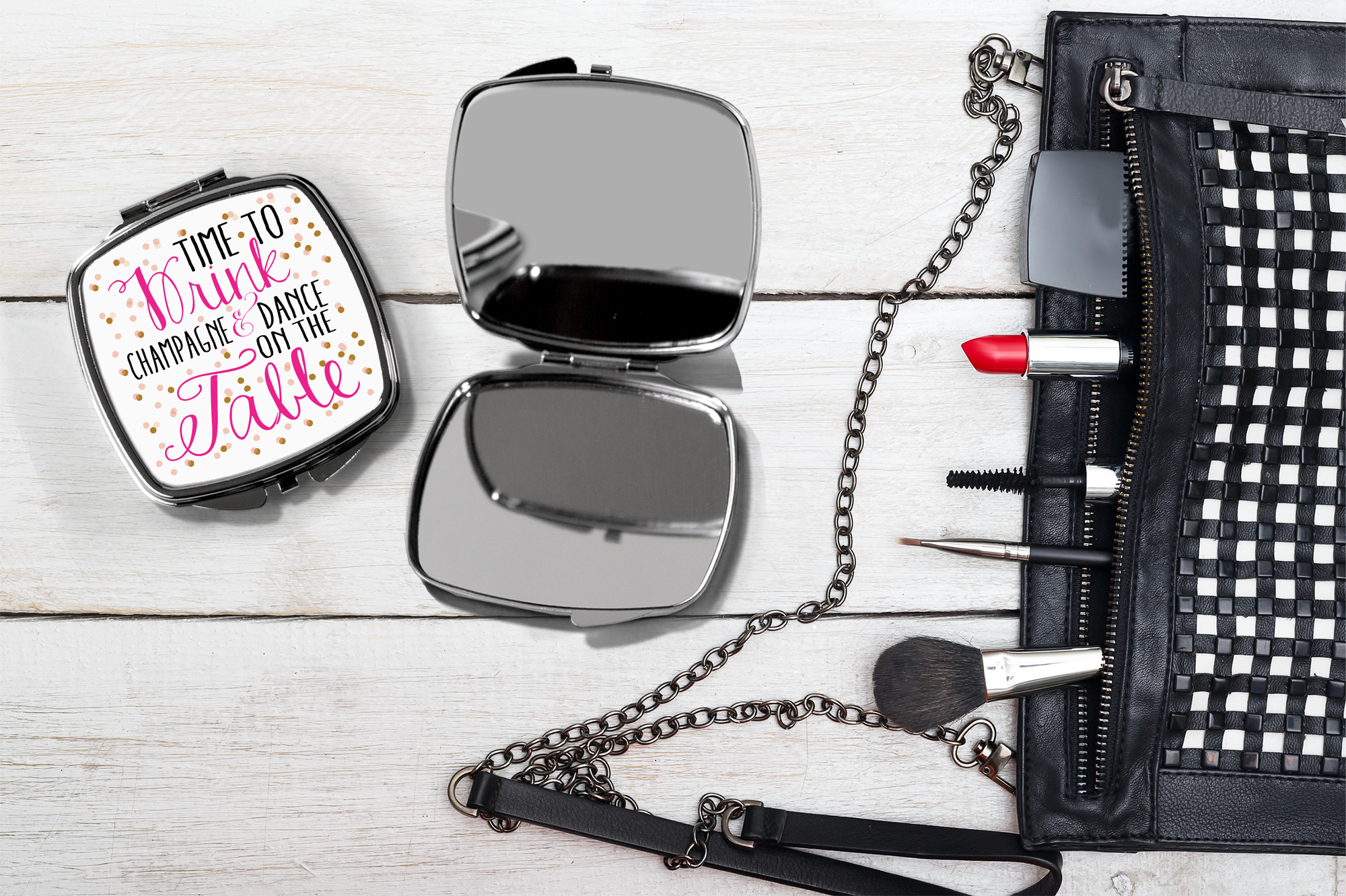 Bachelorette Party Compact Mirror | Time to Drink Champagne