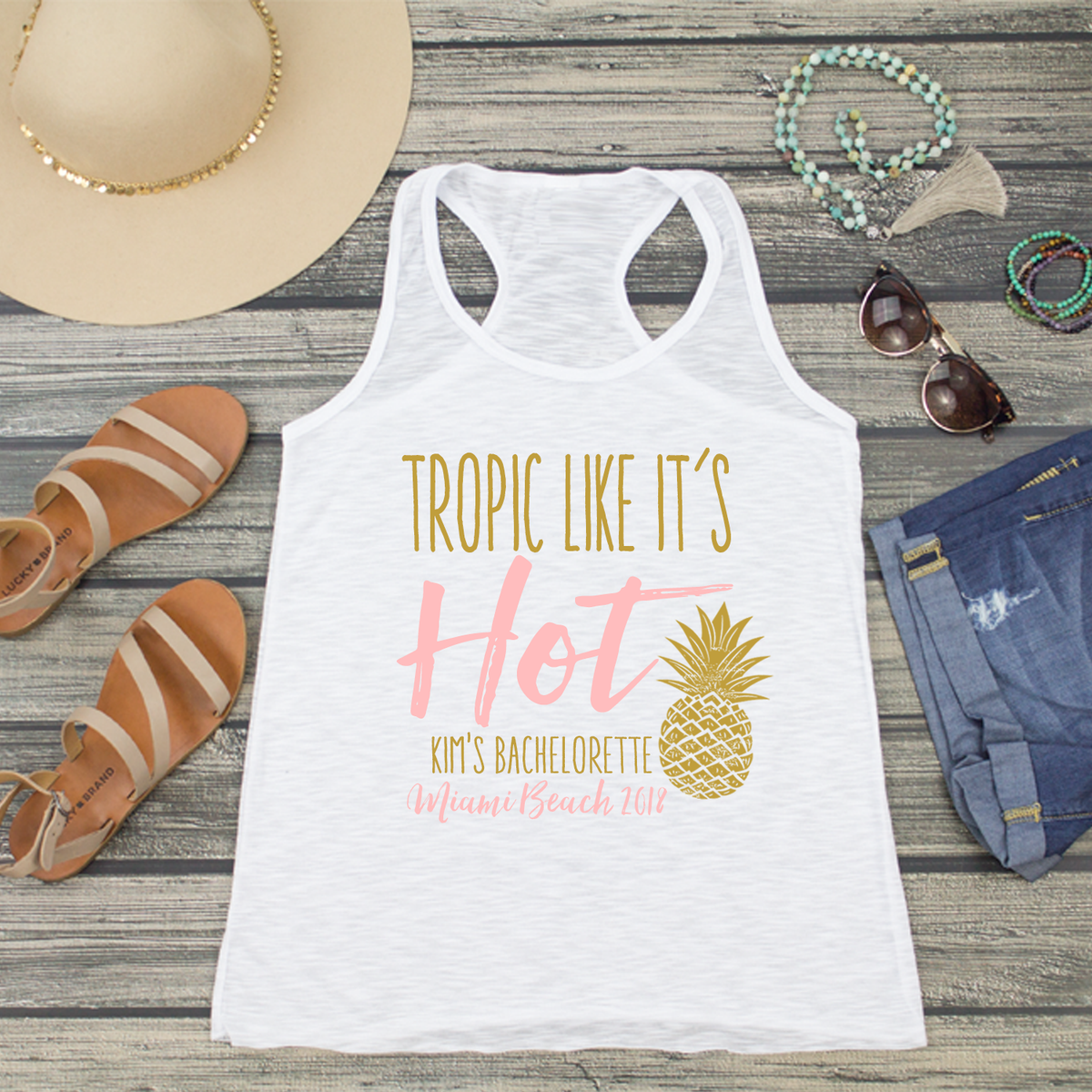 Bachelorette Party Matching Racerback Tank Tops | Tropical Bachelorette | Tropic Like It's Hot