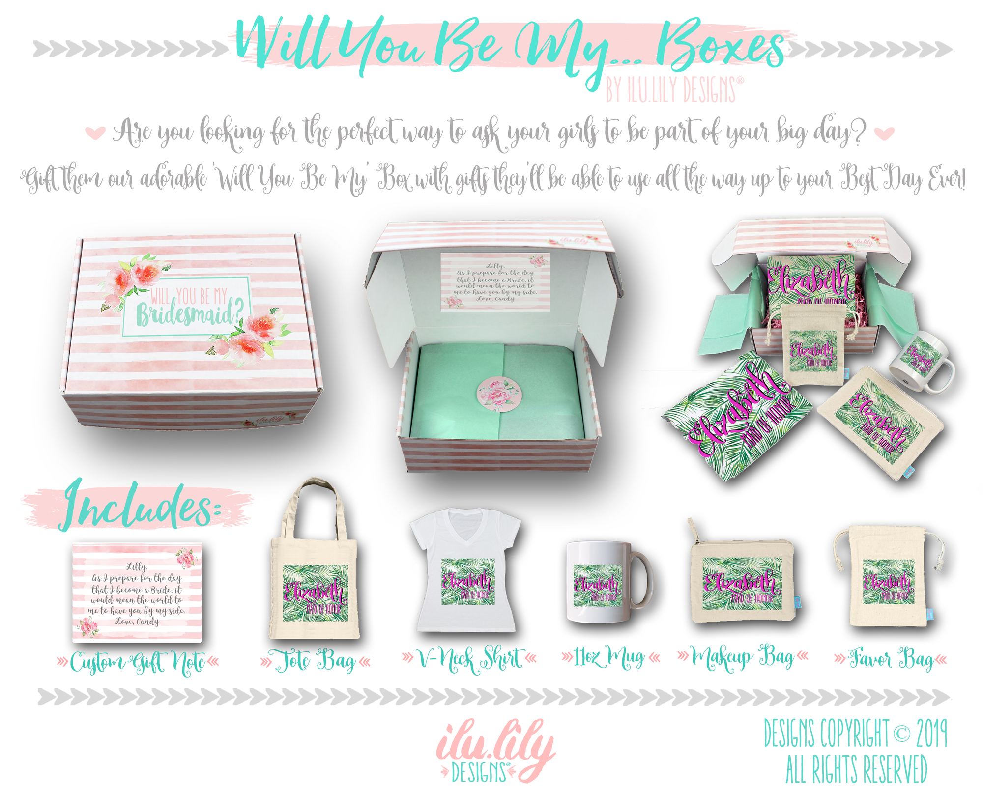 Bridesmaid Proposal Box | Will You Be My Bridesmaid | Palm Leaves