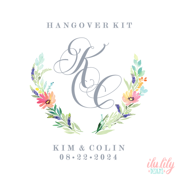 Wedding Hangover Kit Favor Bag  Floral Wedding Welcome - ilulily designs