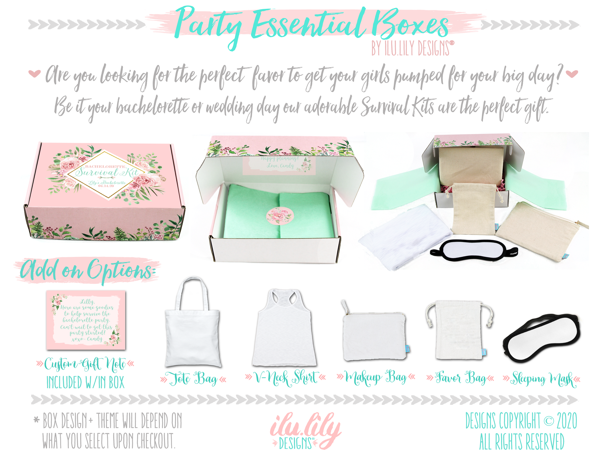 Bachelorette Party Survival Kit | Bachelorette Essentials Gift Box | Floral